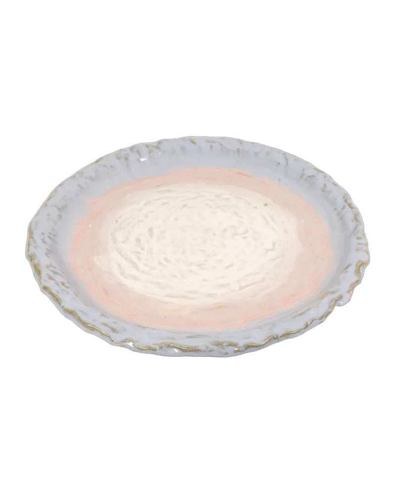 The School House Pottery Ceramic Plate with Pink and Blue Glaze