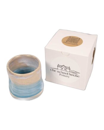 The School House Pottery Flat White Ceramic Mug with Blue Glaze