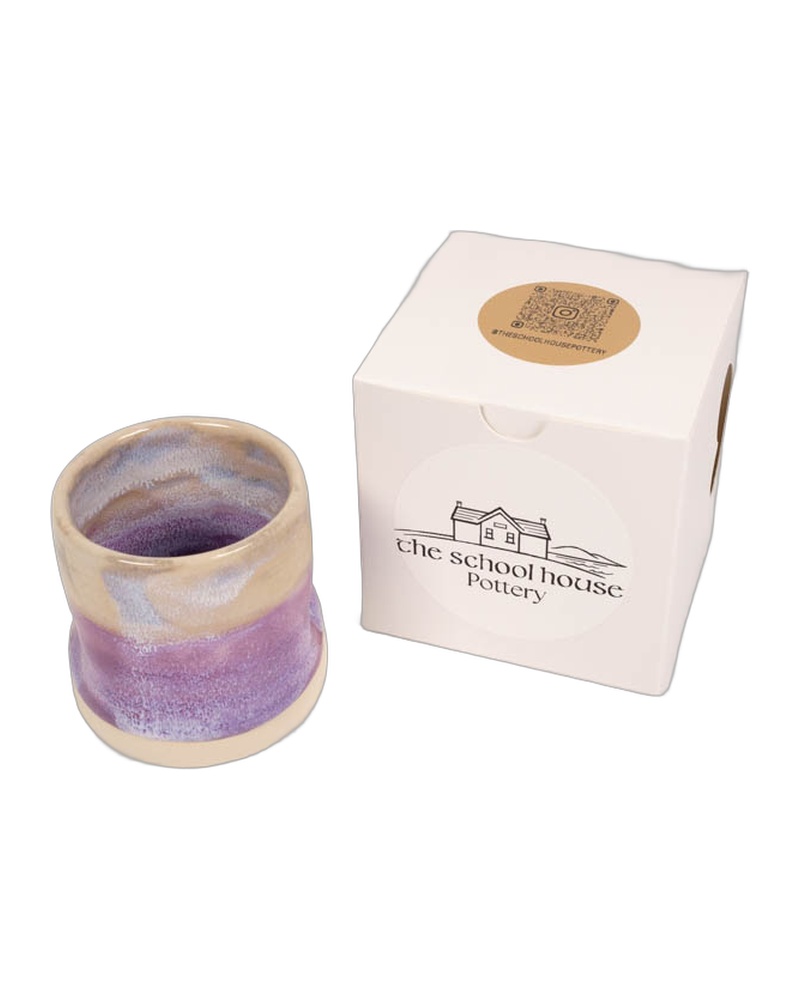The School House Pottery Flat White Ceramic Mug with Purple Glaze