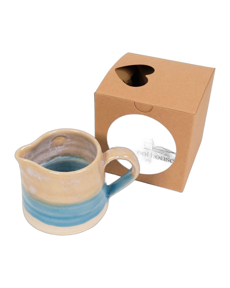 The School House Pottery Small Ceramic Jug with Blue Glaze Detailing