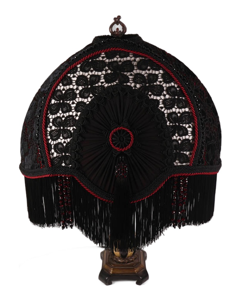 Victorian/Gothic Lampshade With Guipure Lace Rose Pattern