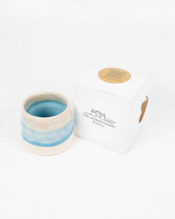 The School House Pottery Flat White Ceramic Mug with Blue Glaze
