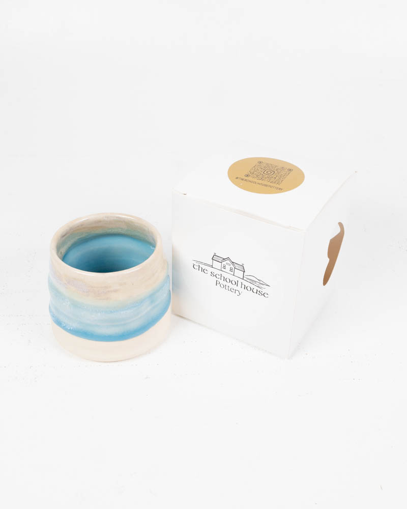 The School House Pottery Flat White Ceramic Mug with Blue Glaze