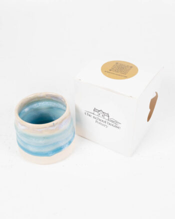 The School House Pottery Flat White Ceramic Mug with Blue Glaze