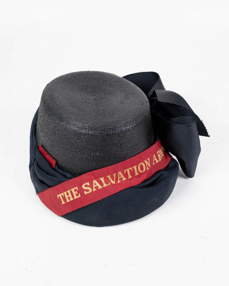 Vintage Salvation Army Bonnet Hat with Ribbon & Text