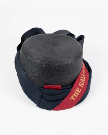 Vintage Salvation Army Bonnet Hat with Ribbon & Text