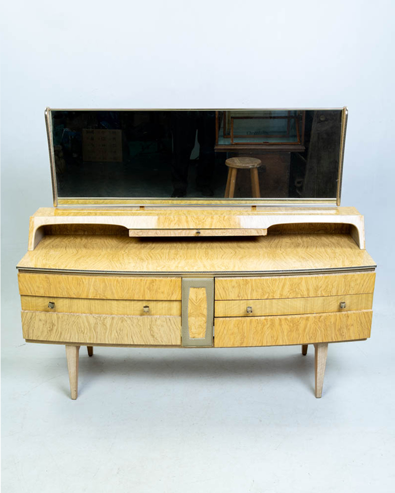 Vintage Birdseye Maple Dressing Table with Mirror