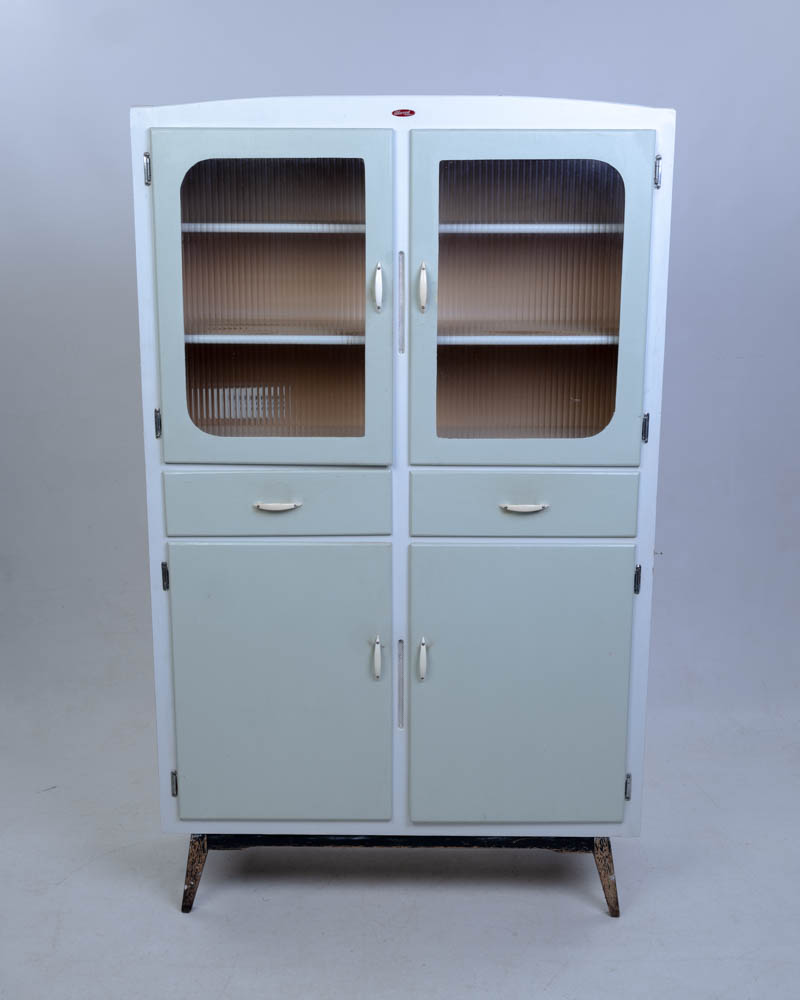 Vintage Alwood Kitchen Cabinet with Glass Doors