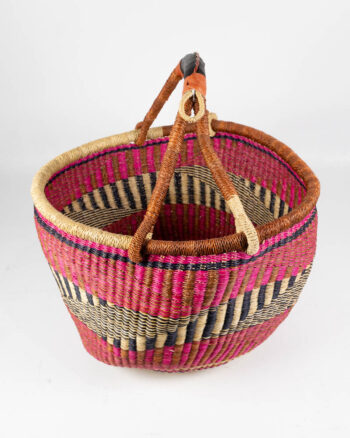 Handwoven Bolga Market Basket with Vibrant Tribal Pattern
