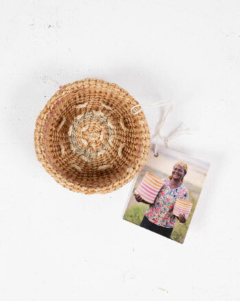 Mini Sisal Trinket Basket with Pink Detailing