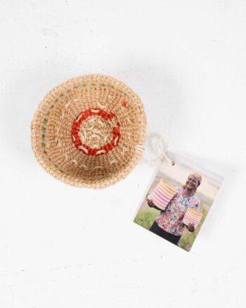 Mini Sisal Trinket Basket with Orange and Green Detailing