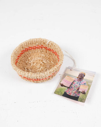 Mini Sisal Trinket Basket with Orange Detailing