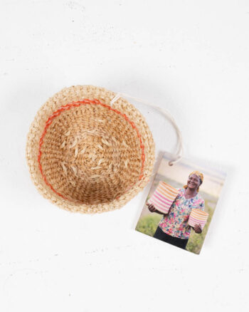 Mini Sisal Trinket Basket with Orange Detailing