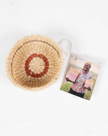 Mini Sisal Trinket Basket with Brown and Green Detailing