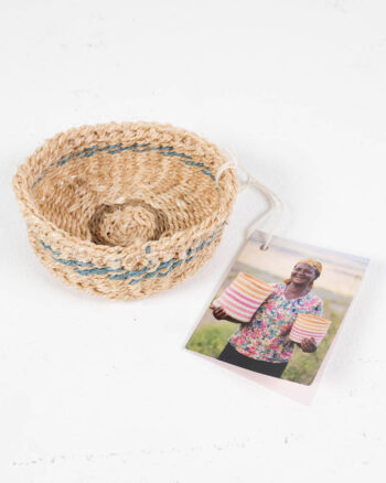 Mini Sisal Trinket Basket with Blue Detailing