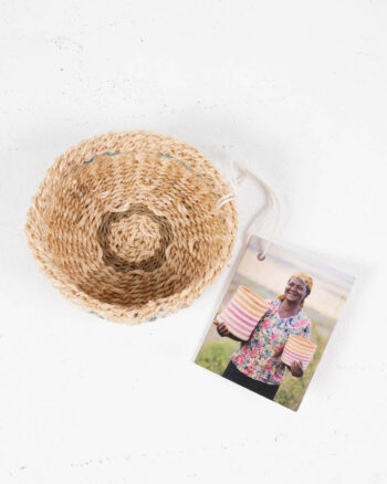 Mini Sisal Trinket Basket with Blue Detailing