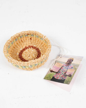 Mini Sisal Trinket Basket with Blue and Green Detailing