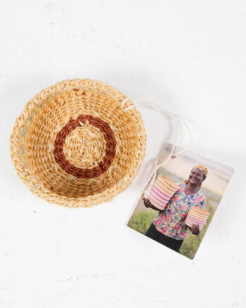 Mini Sisal Trinket Basket with Blue and Green Detailing