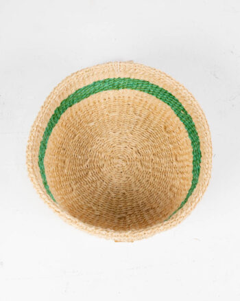 KIOTA Natural Sisal Bread Basket with Green Stripe