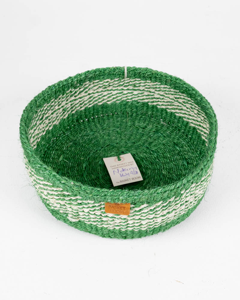 KIOTA Green & Natural Sisal Bread Basket with Stripe Design
