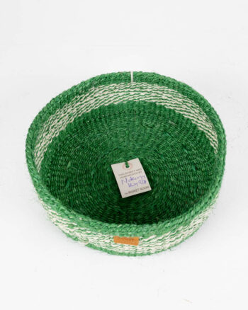 KIOTA Green & Natural Sisal Bread Basket with Stripe Design