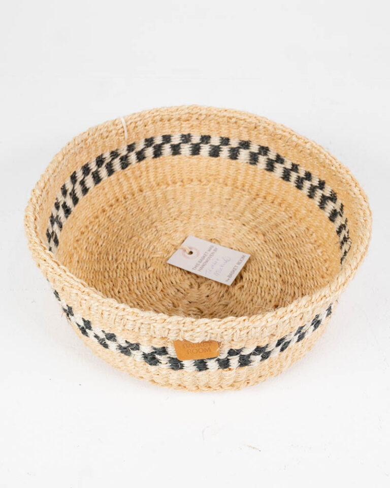 JAMU Natural and Black Striped Sisal Bread Basket
