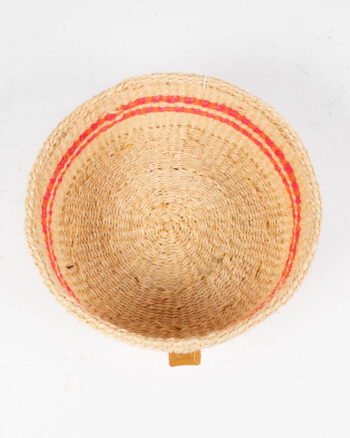 FULANA Handwoven Sisal Bread Basket with Pink Stripes