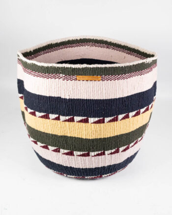 Nifty Knit Woven Fabric Basket with Geometric Design