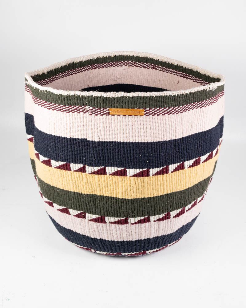 Nifty Knit Woven Fabric Basket with Geometric Design