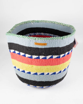 Nifty Knit Woven Fabric Basket with Colourful Woven Geometric Design