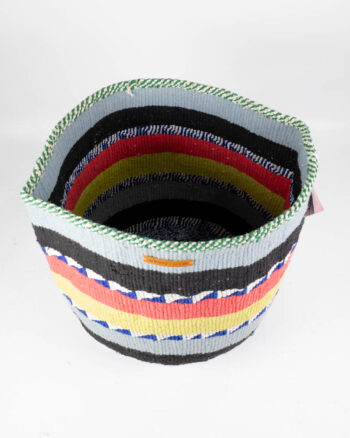 Nifty Knit Woven Fabric Basket with Colourful Woven Geometric Design