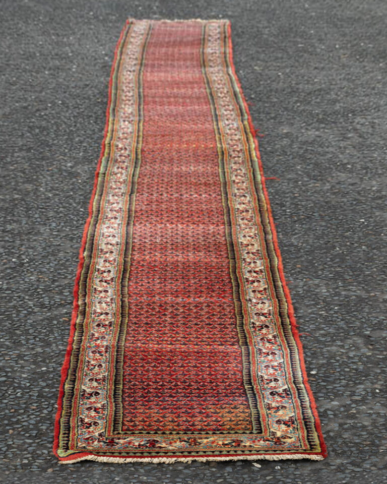 *8M Vintage Persian Wool Rug Runner with Floral Border - MR17