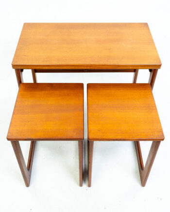 Mid-Century Teak Nesting Tables with Retro Leg Design