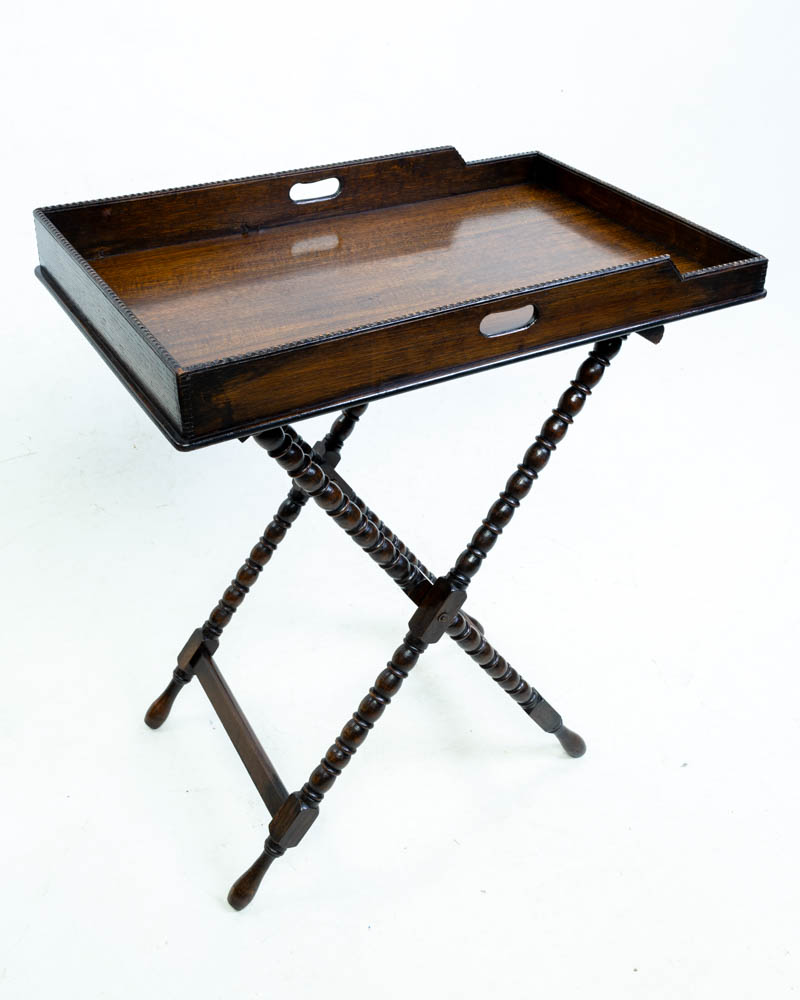 Vintage  Oak Butlers Tray Table with Bobbin Legs