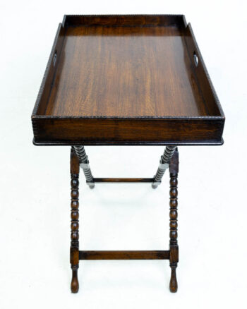 Vintage  Oak Butlers Tray Table with Bobbin Legs