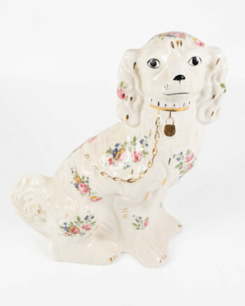 Vintage Staffordshire Floral Ceramic Dog Figurines Pair