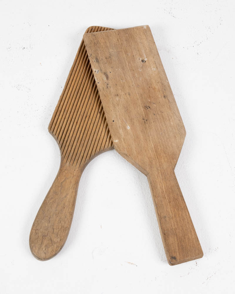 Vintage Wooden Butter Pats with Ribbed Surface