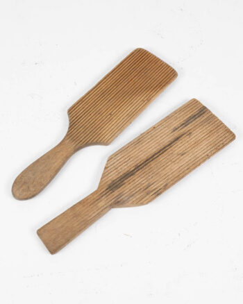 Vintage Wooden Butter Pats with Ribbed Surface