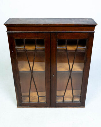 Antique Wood Bookcase with Glazed Doors