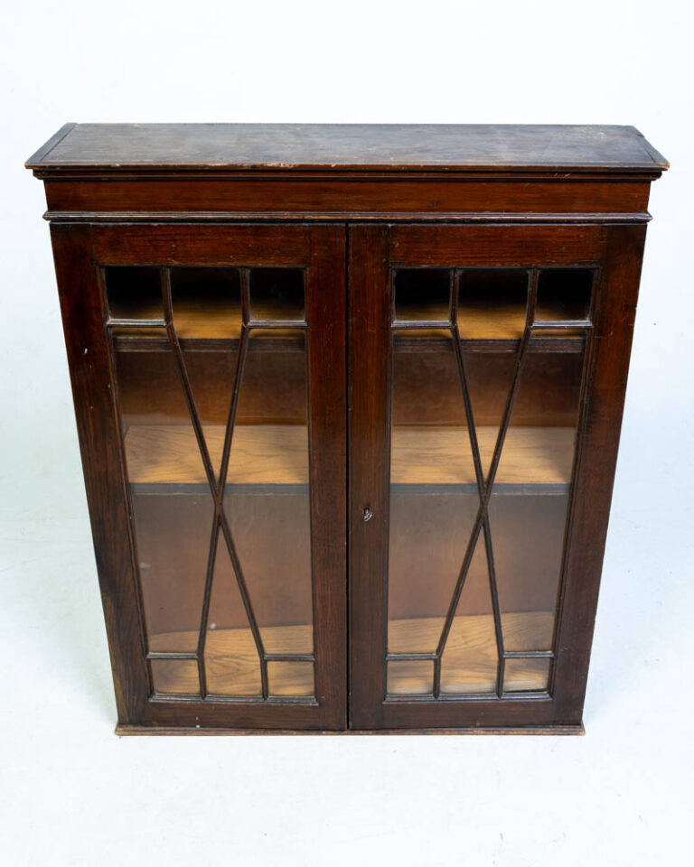 Antique Wood Bookcase with Glazed Doors