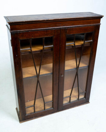 Antique Wood Bookcase with Glazed Doors