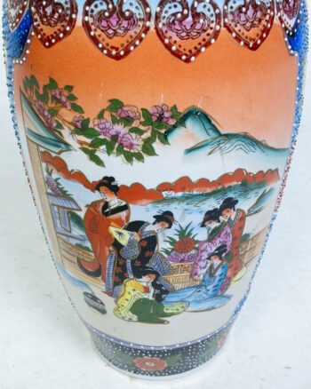 Vintage Japanese Porcelain Vase with Geisha Scene