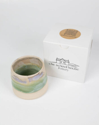 The School House Pottery White Ceramic Mug with Green Glaze