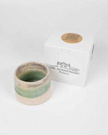 The School House Pottery White Ceramic Mug with Green Glazed Detail