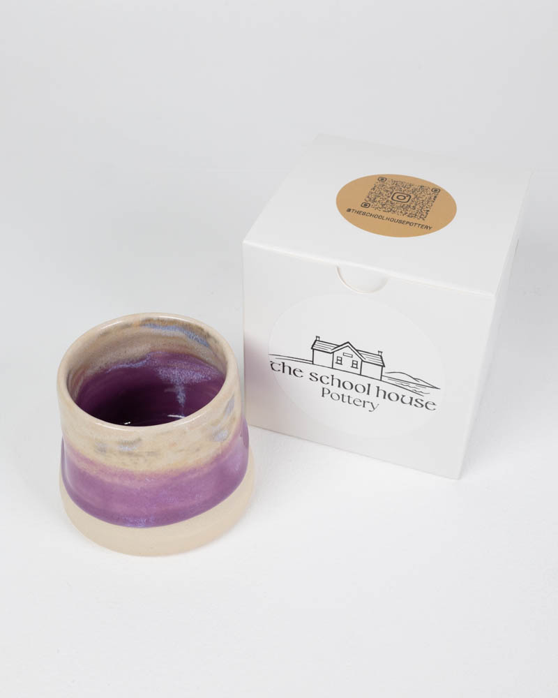 The School House Pottery White Ceramic Mug with Purple Glaze