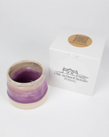 The School House Pottery Flat White Ceramic Mug with Purple Detailing