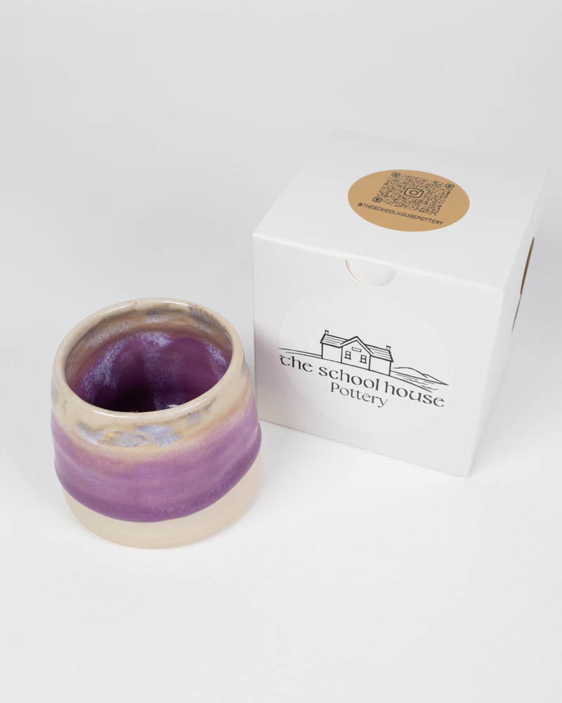 The School House Pottery Flat White Ceramic Mug with Purple Glaze