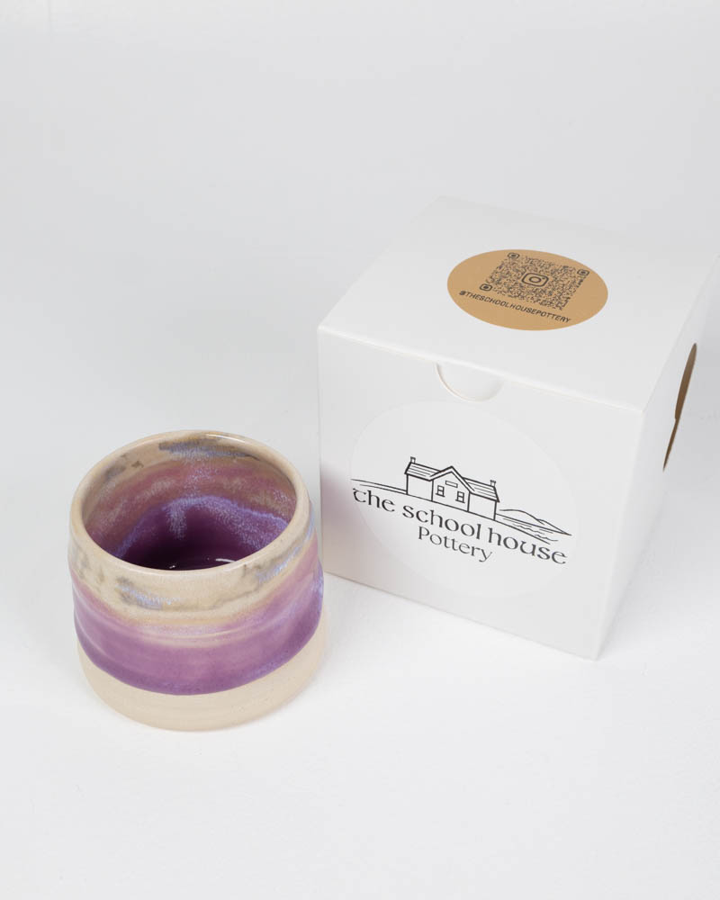The School House Pottery Flat White Ceramic Mug with Purple Glaze