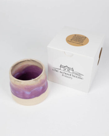 The School House Pottery Ceramic Flat White Mug with Purple Band
