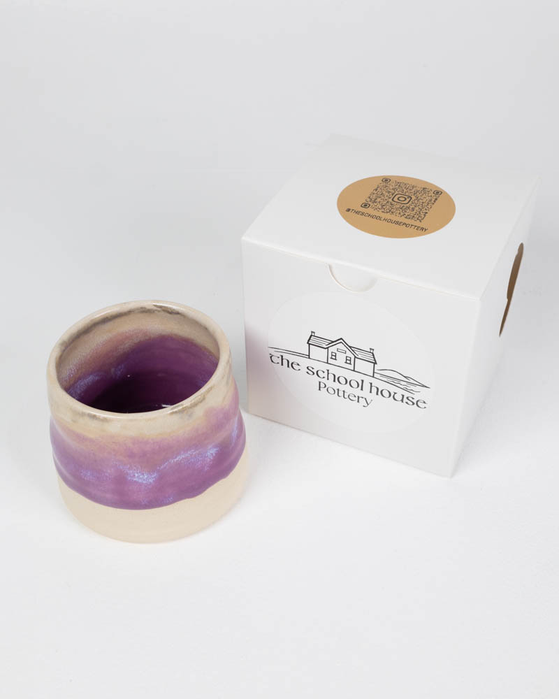 The School House Pottery Ceramic Flat White Mug with Purple Band